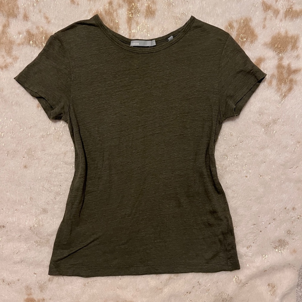 Vince 100% Linen Dark Green Shirt
